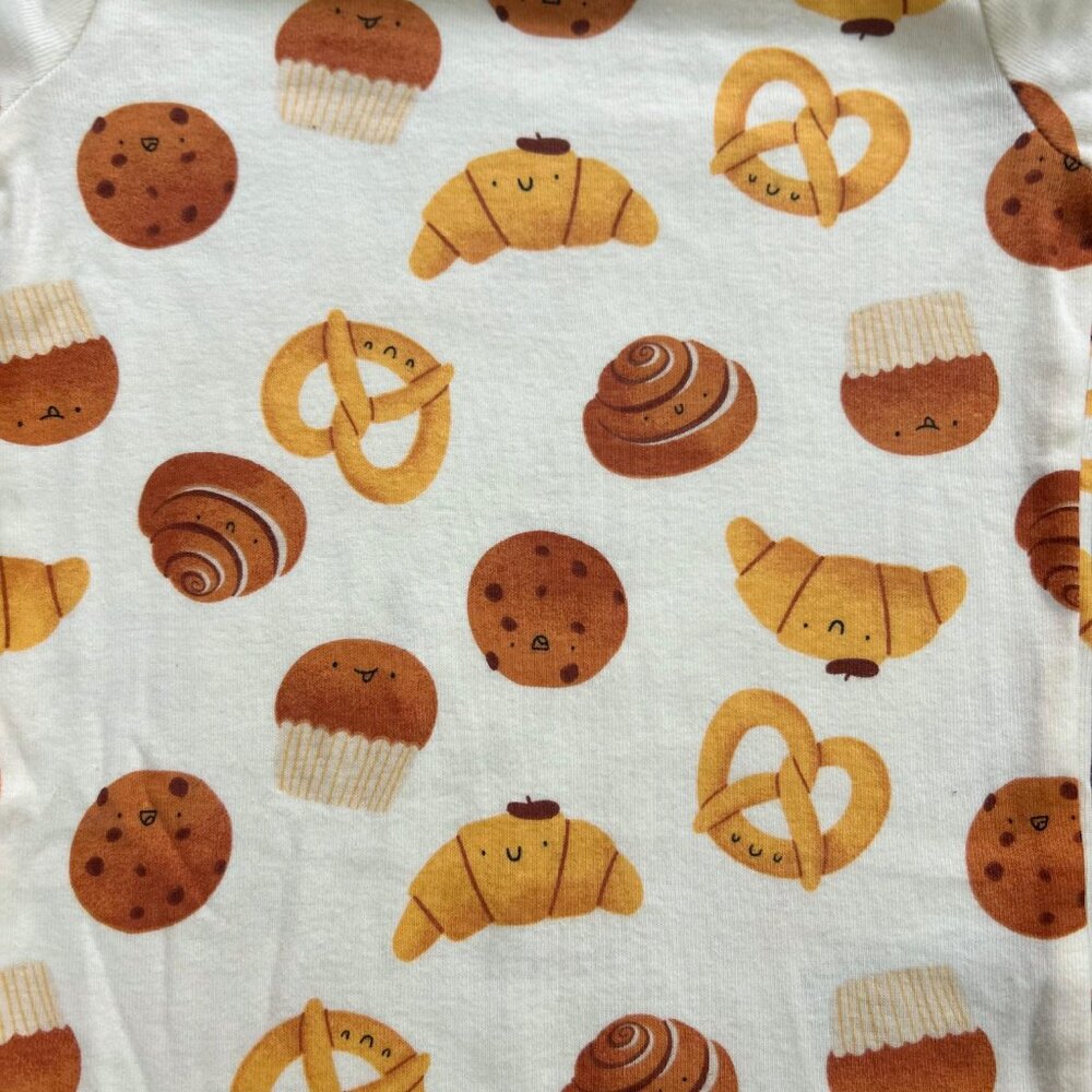 Toddler Short Sleeve Pajamas - Cute Pastry & Croissant Print Sleepwear - Picture 3 of 5